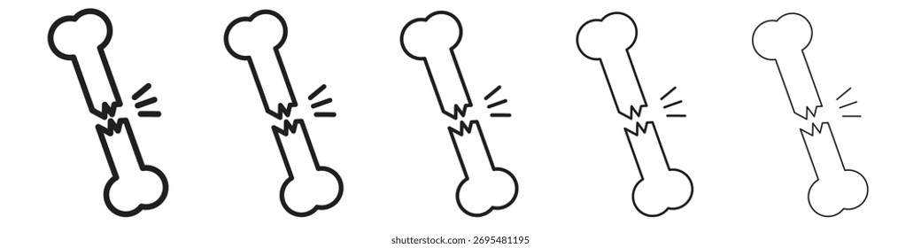 Icono de hueso roto. serie de iconos vectoriales de estilo de contorno moderno