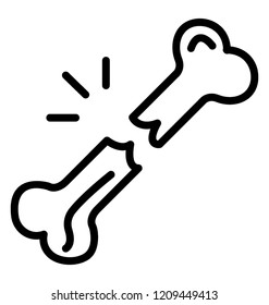 Broken bone icon on white background