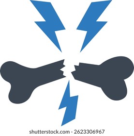 Broken bone icon on white background