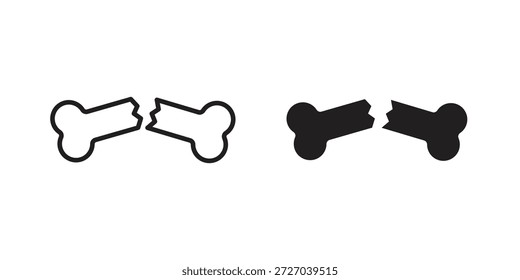 Broken bone icon on white background. Stock vector icon