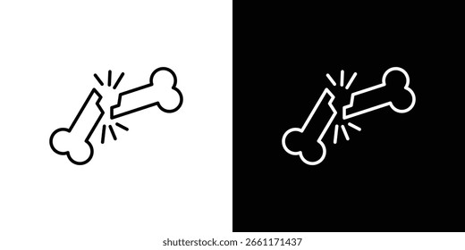 Esquema del icono de hueso roto. Vector editable EPS 10