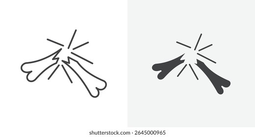 Ícone de bone quebrado Contorno do sinal do vetor