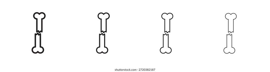 Broken bone icon set, Illustration, Black