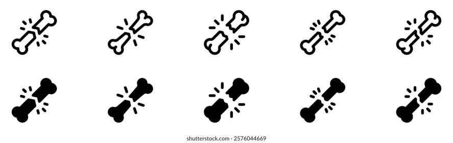 Broken bone icon set. Broken bone icon sign and symbol. Vector Illustration. EPS 10