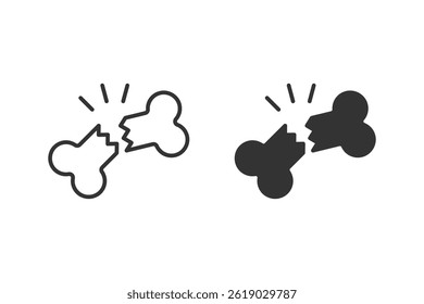 Broken bone icon set. Suitable for medical, health, and injury-related themes.