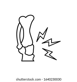 Broken bone icon. Simple line outline vector orthopedics icons for ui and ux website or mobile application