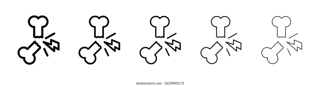 Broken bone icon Simple thin line flat symbol