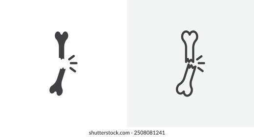 Broken bone icon in solid and outlined style