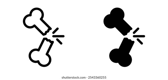 Broken bone icon symbol collection on white background.
