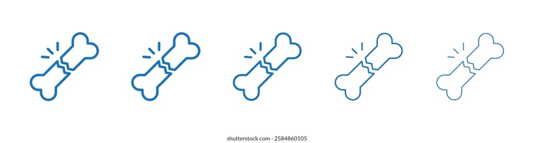 Broken bone icon Symbol collection thin outline set