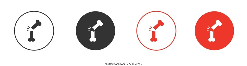 Símbolo de icono de hueso roto. Diseño simple y plano para Web o App móvil. Logotipo de Ilustración vectorial mínima.