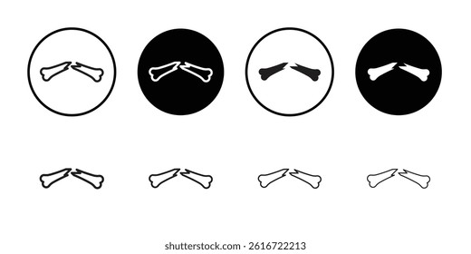 Broken bone icon Thin line illustration set