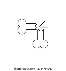 Icono de hueso roto. Clíparte vectorial y dibujo. Ilustración aislada editable sobre fondo blanco. 