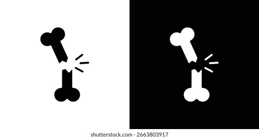 Ilustraciones rotas del Clipart del Vector del icono del hueso en estilo plano