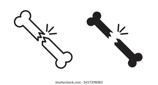 Ilustración vectorial de icono de hueso roto sobre un fondo transparente.