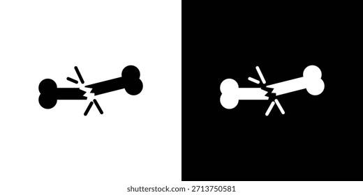 Symbol für gebrochene Knochen. Vektorgrafik. Silhouette in schwarzer Farbe