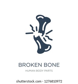 broken bone icon vector on white background, broken bone trendy filled icons from Human body parts collection, broken bone vector illustration
