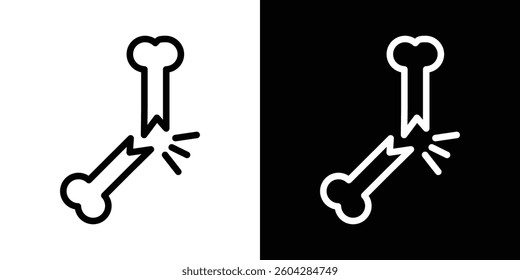 Broken bone icons vectors set in stroke line style.