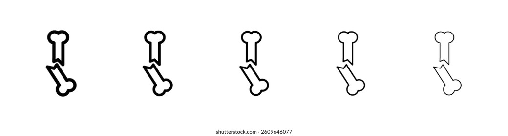 Broken bone icons vectors set in different stroke lines