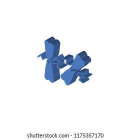 Broken bone isometric left top view 3D icon