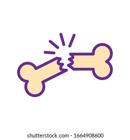 broken bone line and fill style icon design of Medical care health emergency aid exam clinic and patient theme Vector illustration