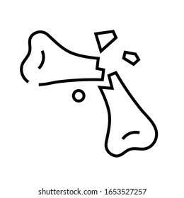 Broken bone line icon, concept sign, outline vector illustration, linear symbol.