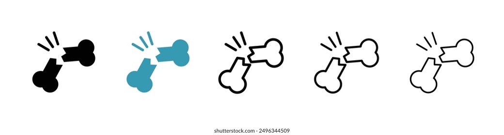 Broken bone line icon vector set.