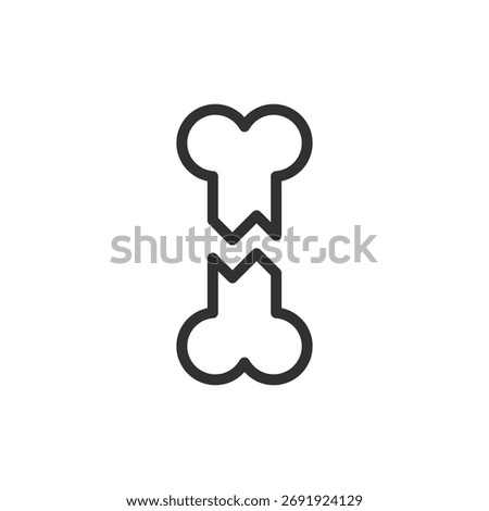 Broken bone, linear icon. Fracture and medical injury concept. Line with editable stroke.