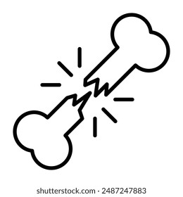 Broken bone linear logo mark in black and white