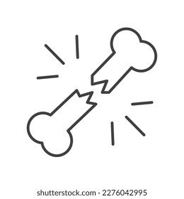 Broken bone linear simple icon on white