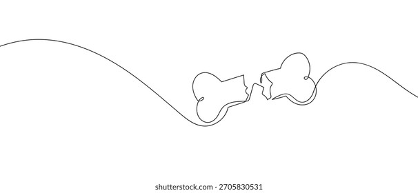 Un hueso roto en una línea continua una línea de Ilustración vectorial.