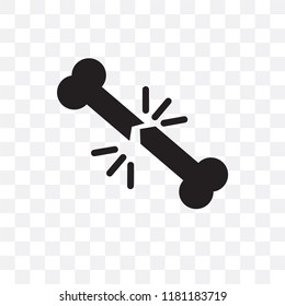 Broken bone vector icon isolated on transparent background, Broken bone logo concept