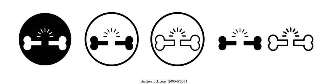 Broken bone vector icon set in black and white color.