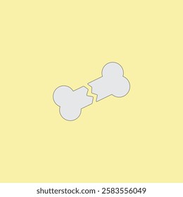 Broken bone vector illustration. Pet toy on yellow background