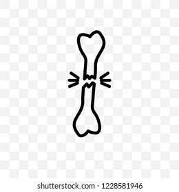 Broken bone vector linear icon isolated on transparent background, Broken bone transparency concept can be used for web and mobile