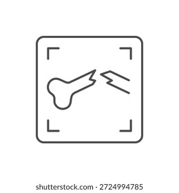 Broken bone x ray line icon