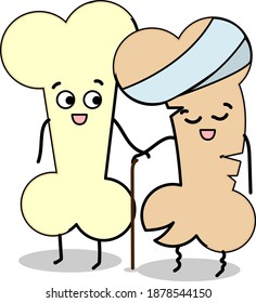 Huesos rotos, ilustración, vector sobre fondo blanco.