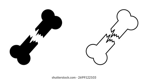 Conjunto de huesos rotos icono sobre fondo blanco