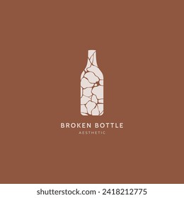 Broken bottle aesthetic logo vector icon illustration