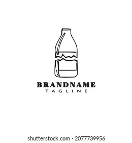diseño del icono del logotipo de la caricatura de botella rota ilustración del concepto aislado negro