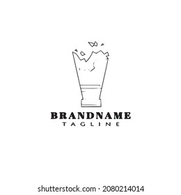broken bottle cartoon logo icon concept template black modern isolated vector illustration