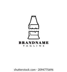 broken bottle cartoon logo icon design template black modern isolated vector concept