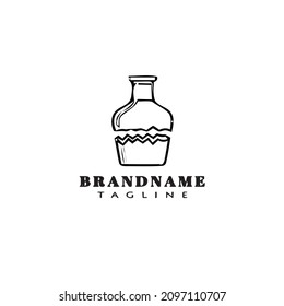 broken bottle cartoon logo icon design template black modern isolated vector flat