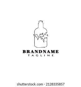 diseño del icono del logotipo de dibujos animados de botellas rotas diseño de la ilustración de color negro aislado lindo