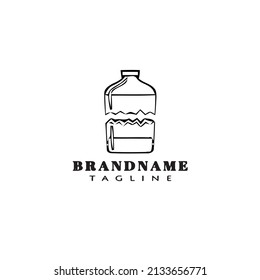 broken bottle cartoon logo icon design simple black modern isolated vector illustration