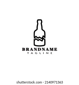 gebrochener Flaschenkarton Logo Symbol Design flach schwarz, moderne einzelne Vektorgrafik