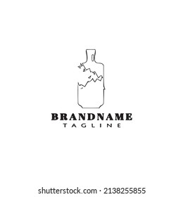 broken bottle cute logo icon design template black modern isolated vector illustration
