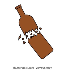 Broken bottle and debris icon. Vector.
