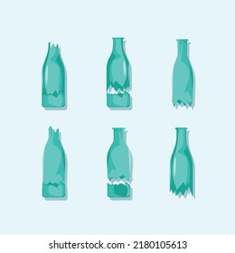 iconos de diseño de botellas rotas vector ilustración moderna