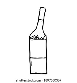 Broken bottle doodle logo icon sign